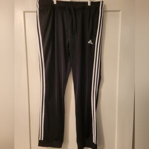 Adidas Kids Black Joggers with White Stripes